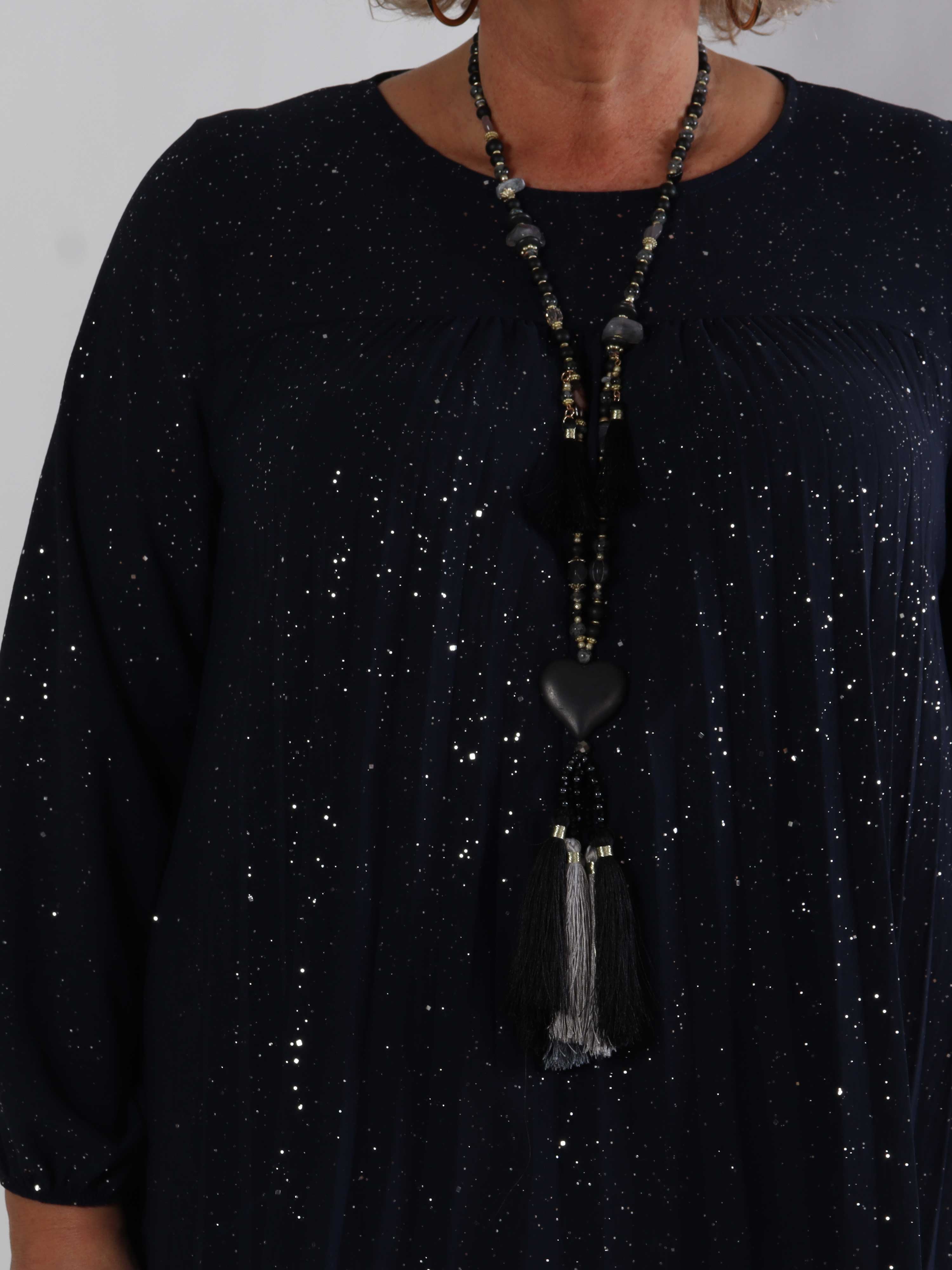 Nancy Glitter Shirt L/S - Plisseret plus size bluse med glitter